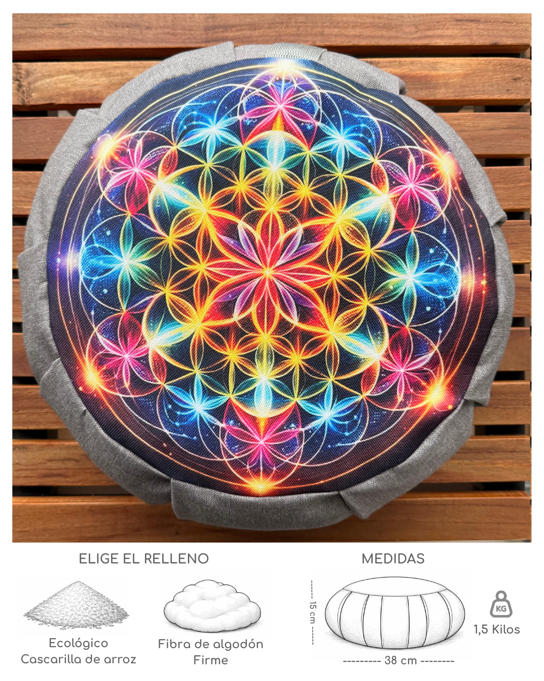 Cojín para meditar Flor de la vida