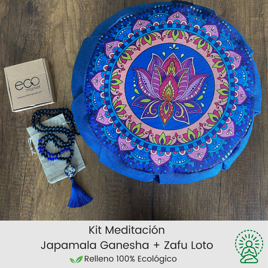 Kit para meditar: Zafu Flor de loto y Japamala