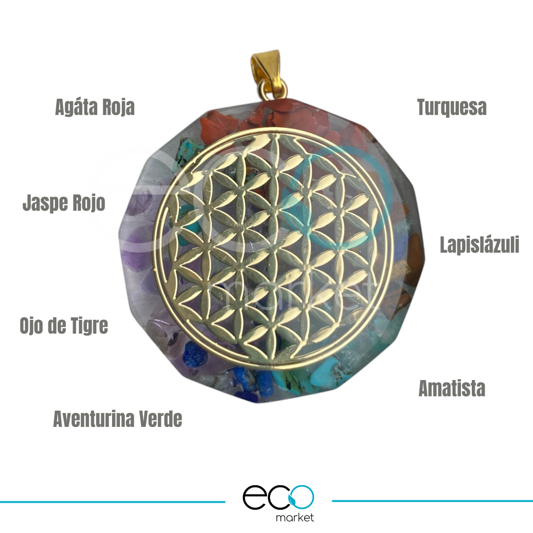 Collar Dije Orgonite Flor de la vida