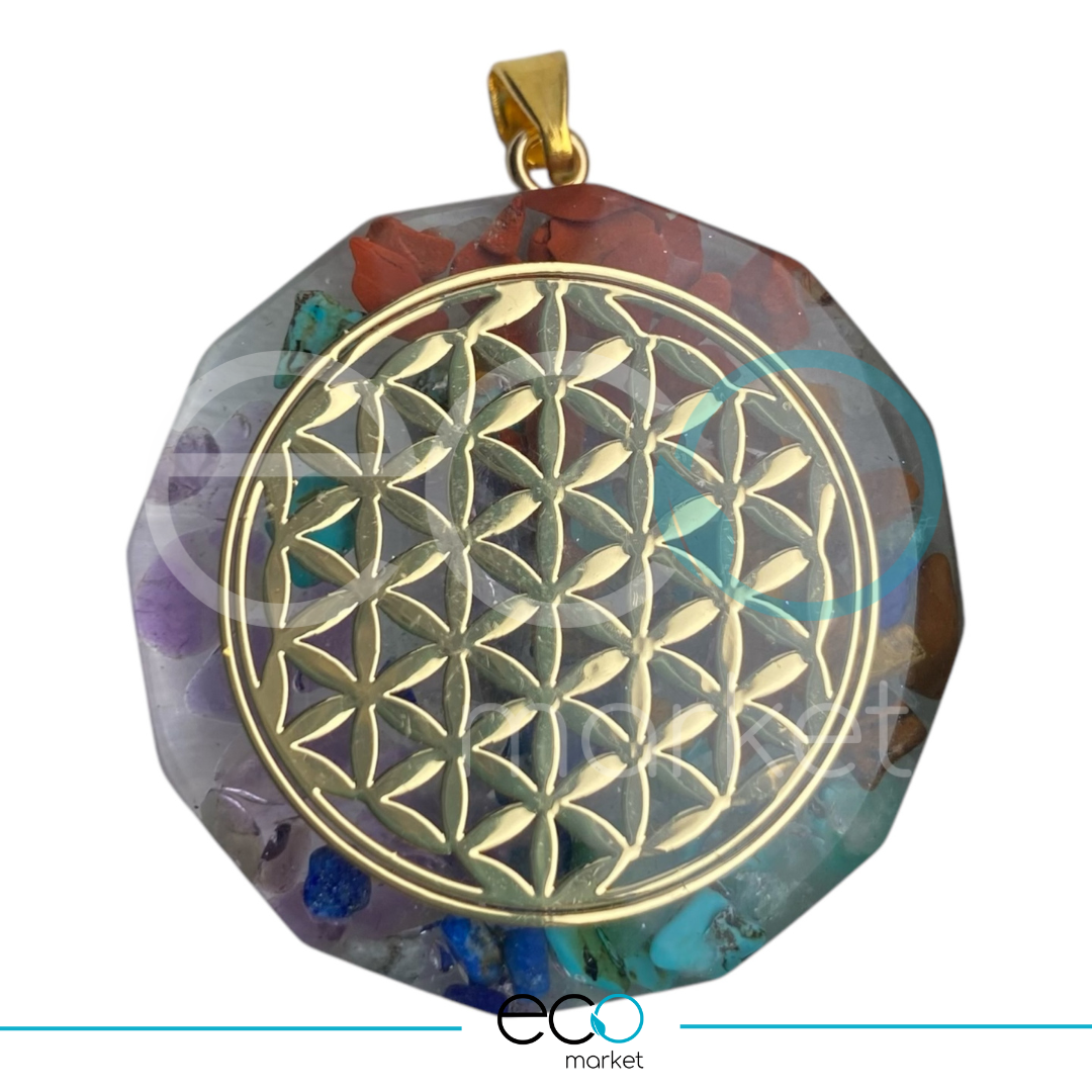 Collar Dije Orgonite Flor de la vida