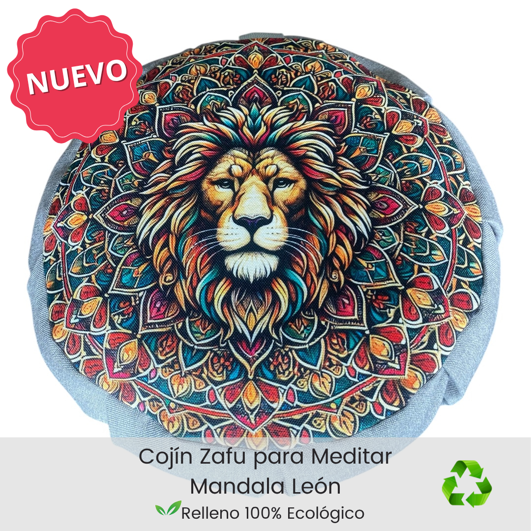 Cojin zafu para meditar leon