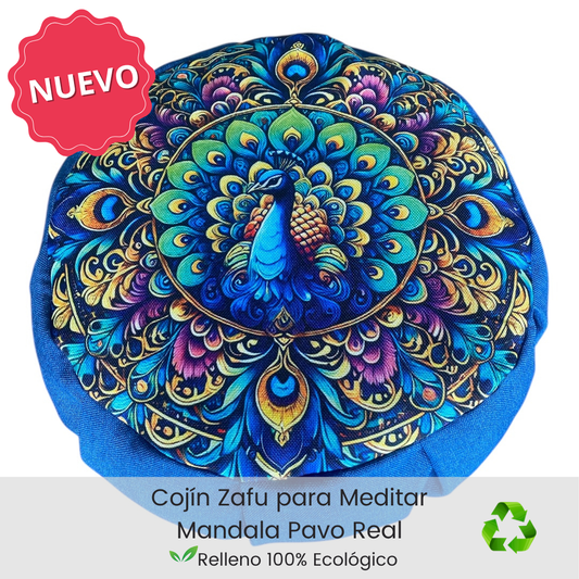 Cojin zafu para meditar Pavo real
