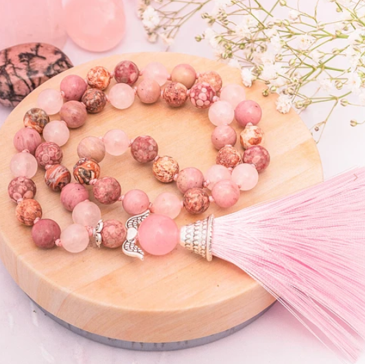 Pulsera codigos sagrados cuarzo rosa