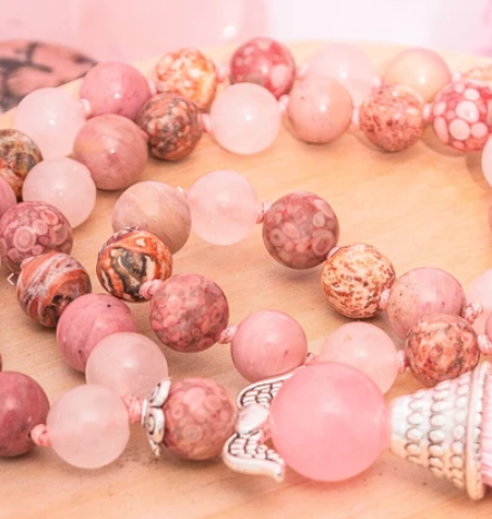 Pulsera codigos sagrados cuarzo rosa