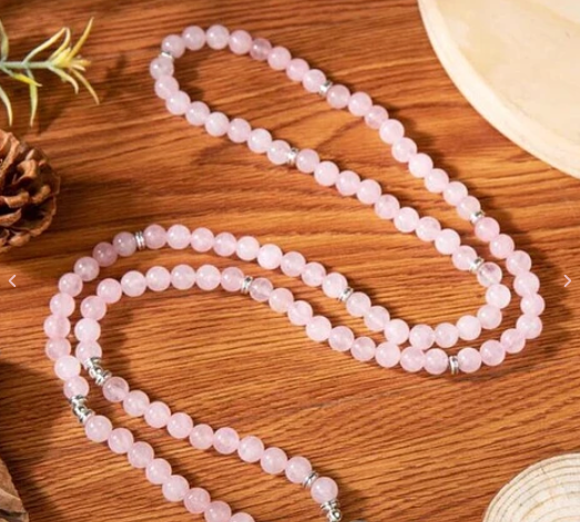 Collar meditación Cuarzo Rosa Chakra Corazón