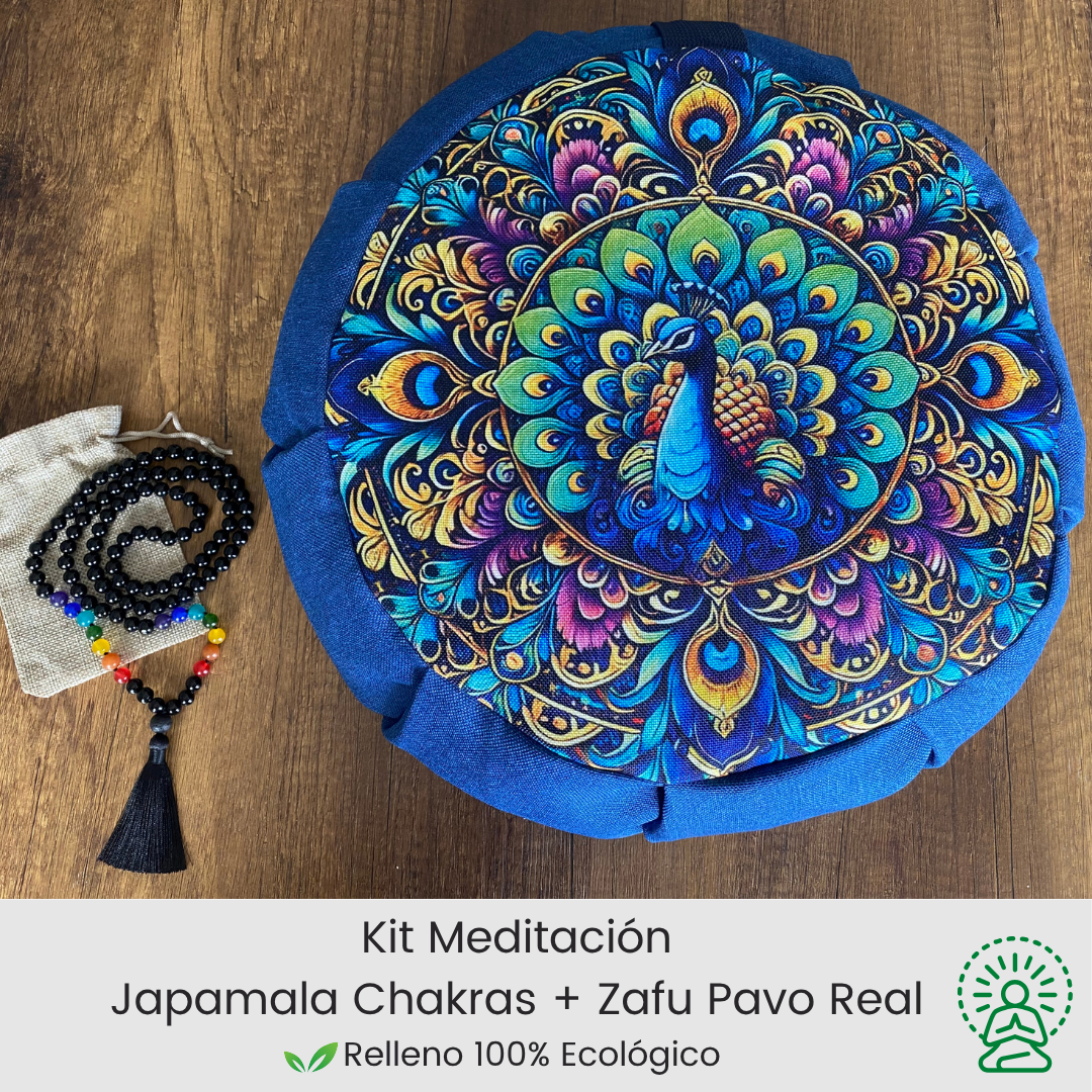 Kit para meditar zafu pavo real