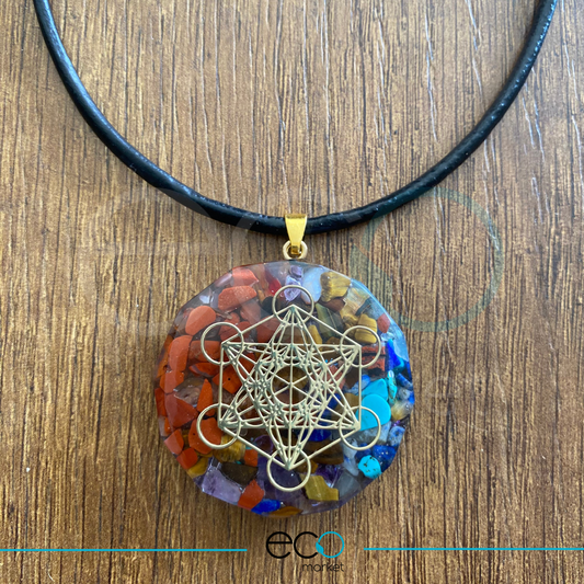 Collar Dije Orgonite Cubo de metatron