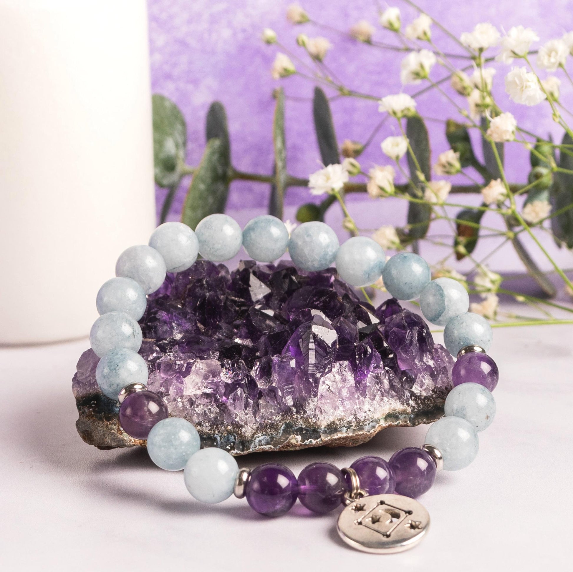 Pulsera piedras naturales signos zodiacales acuario