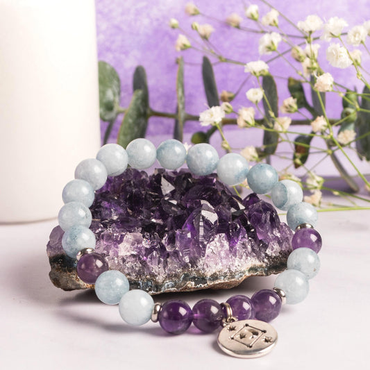 Pulsera piedras naturales signos zodiacales acuario