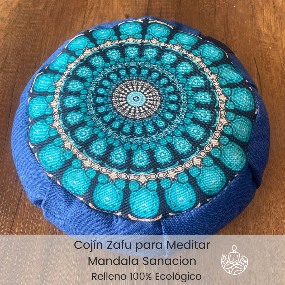 Cojin zafu para meditar Sanacion base azul