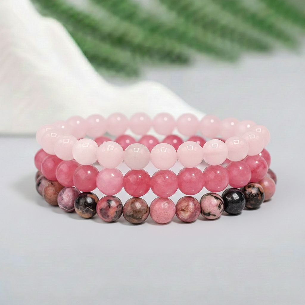 Set 3 Pulseras Amor Propio con Piedras Naturales