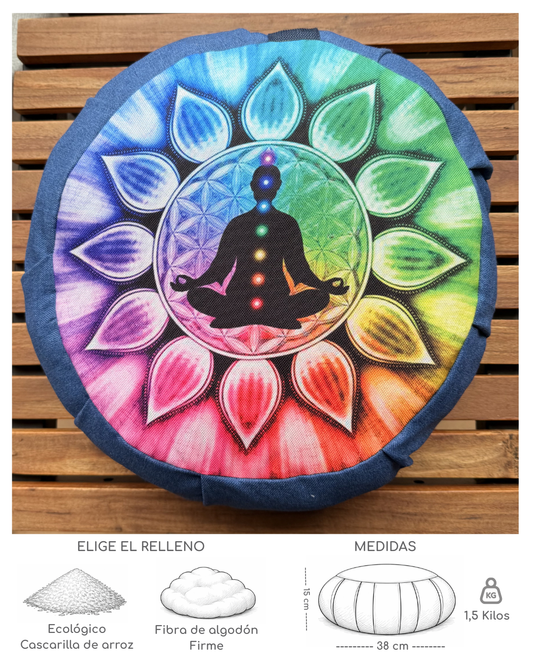 Cojín Zafu Mandala 7 Chakras
