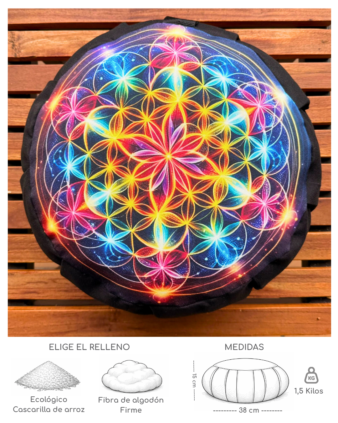 Cojín para meditar Flor de la vida