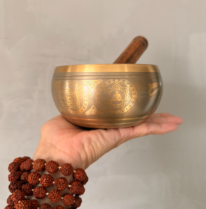 Cuenco Tibetano 5 Budas 13 cm