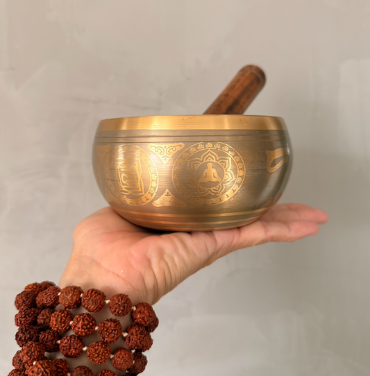 Cuenco Tibetano 5 Budas 13 cm