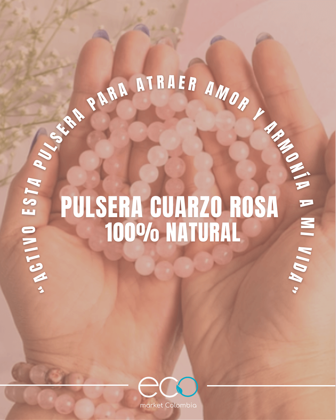 Pulsera Cuarzo Rosa 100% Natural