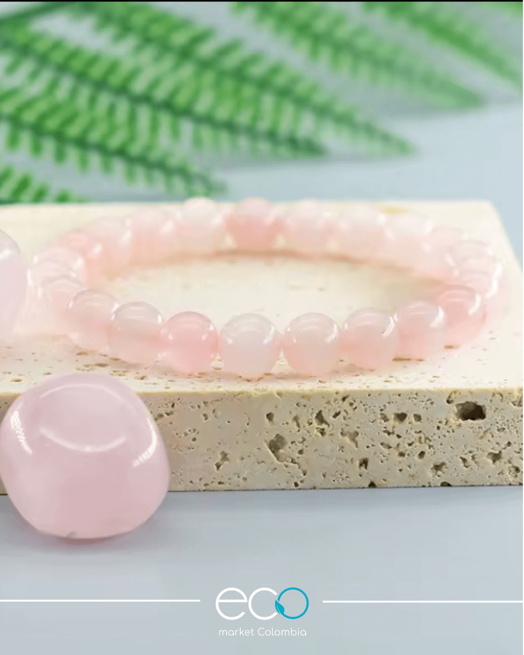 Pulsera Cuarzo Rosa 100% Natural