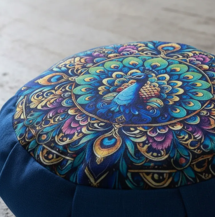 Kit para Meditar Cojín Mandala Pavo Real