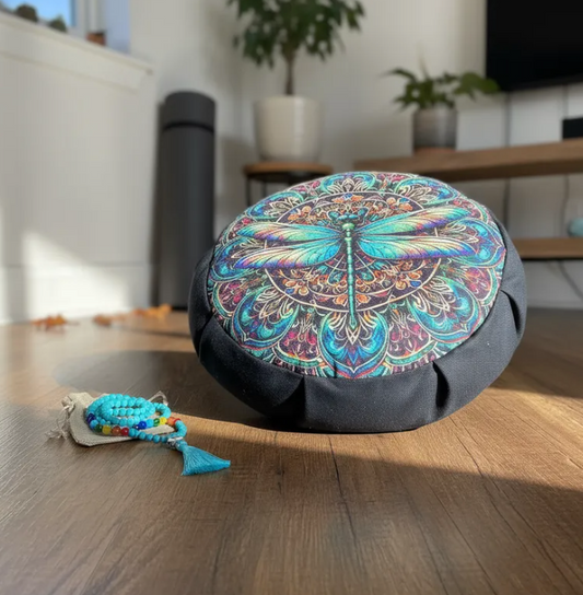 Kit para Meditar Cojín Mandala Libélula