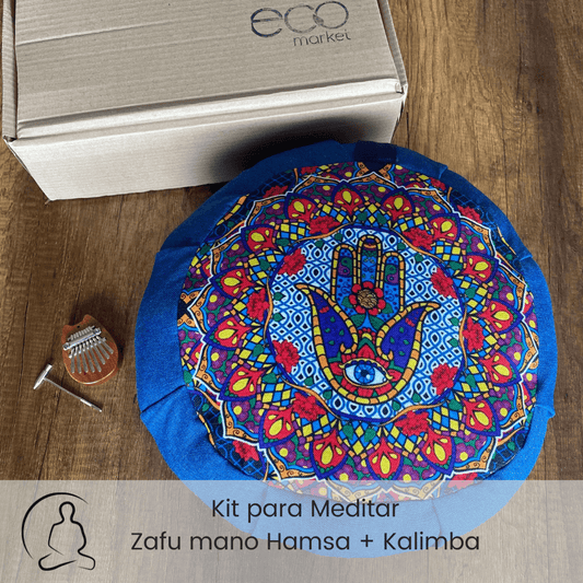 Set para meditar: Cojín zafu Mano Hamsa