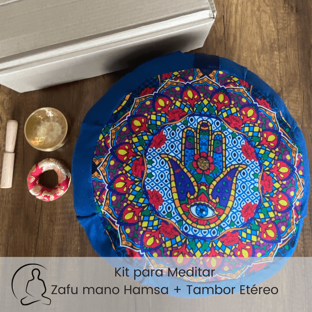 Set para meditar: Cojín zafu Mano Hamsa