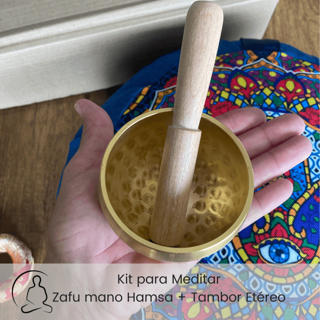 Set para meditar: Cojín zafu Mano Hamsa