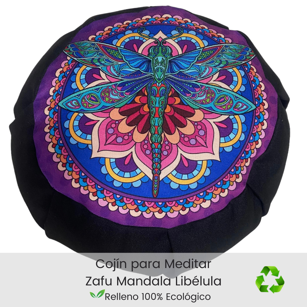 Cojin zafu para meditar mandala libelula