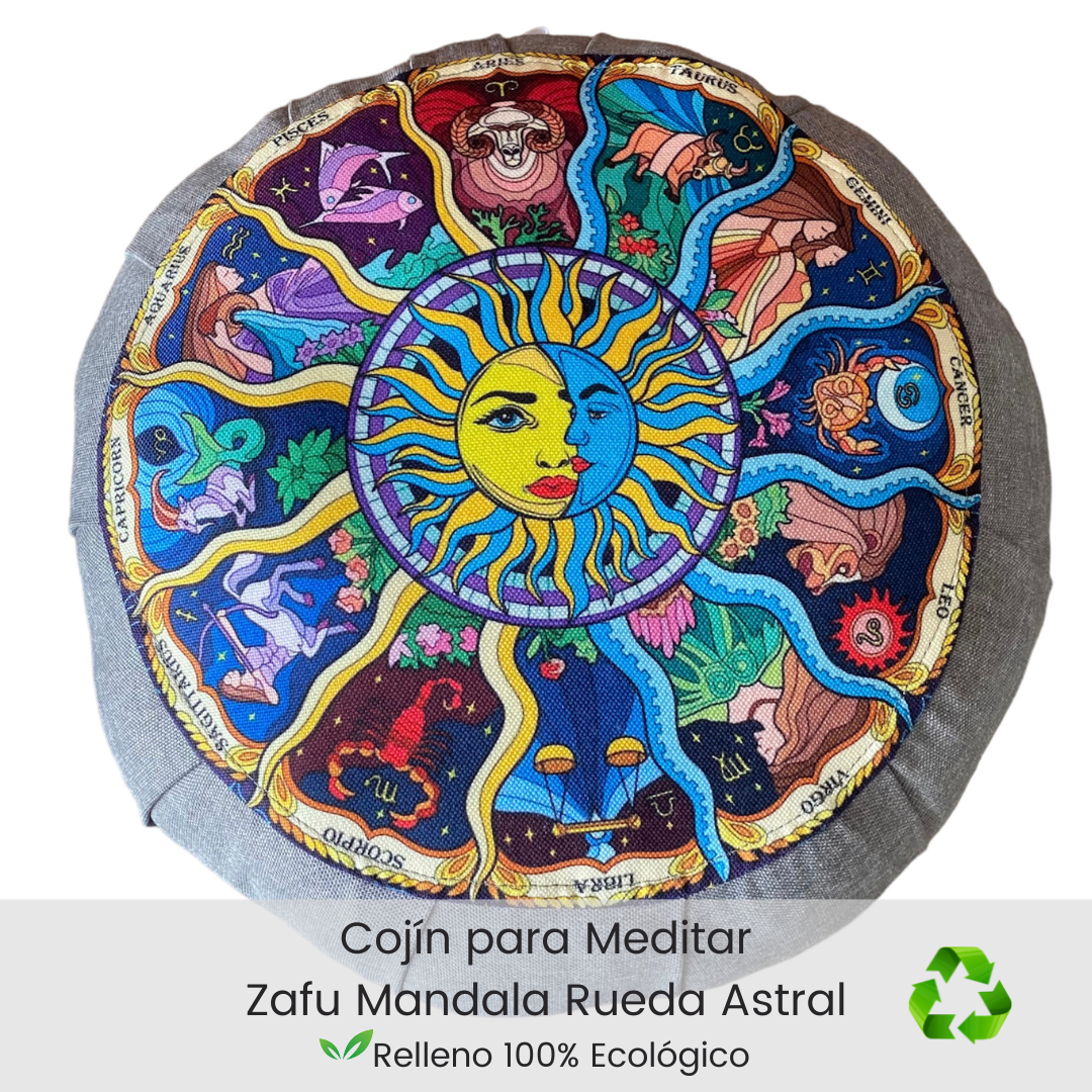 Cojin zafu para meditar Rueda zodiacal