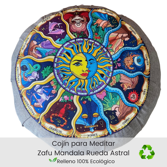 Cojin zafu para meditar Rueda zodiacal