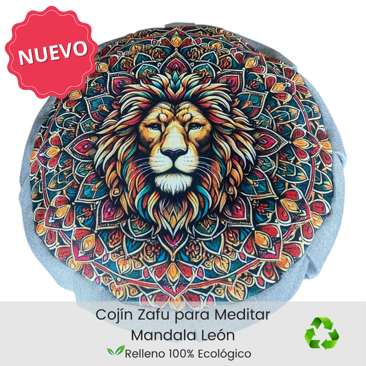 Cojin zafu para meditar leon