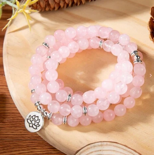 Collar meditación Cuarzo Rosa Chakra Corazón