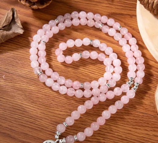Collar meditación Cuarzo Rosa Chakra Corazón