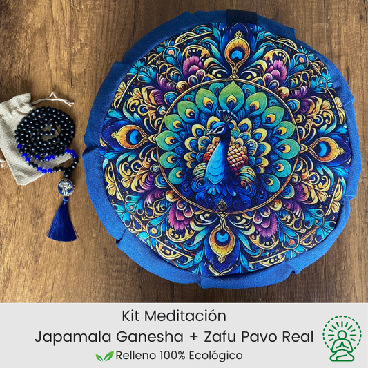 Kit para meditar zafu pavo real