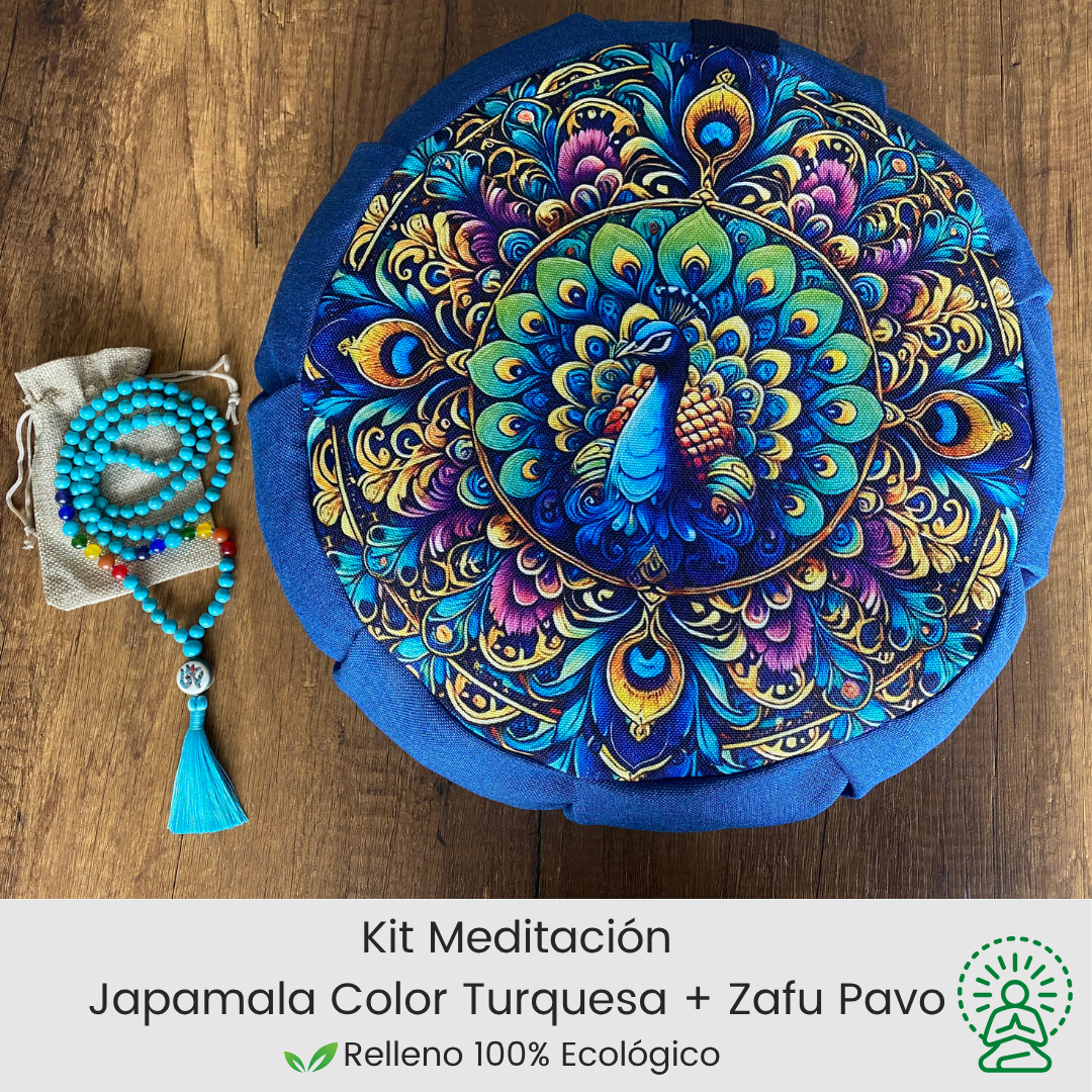 Kit para meditar japamala y zafu Pavo