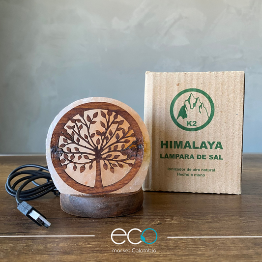 Lampara de sal del Himalaya flor de la vida